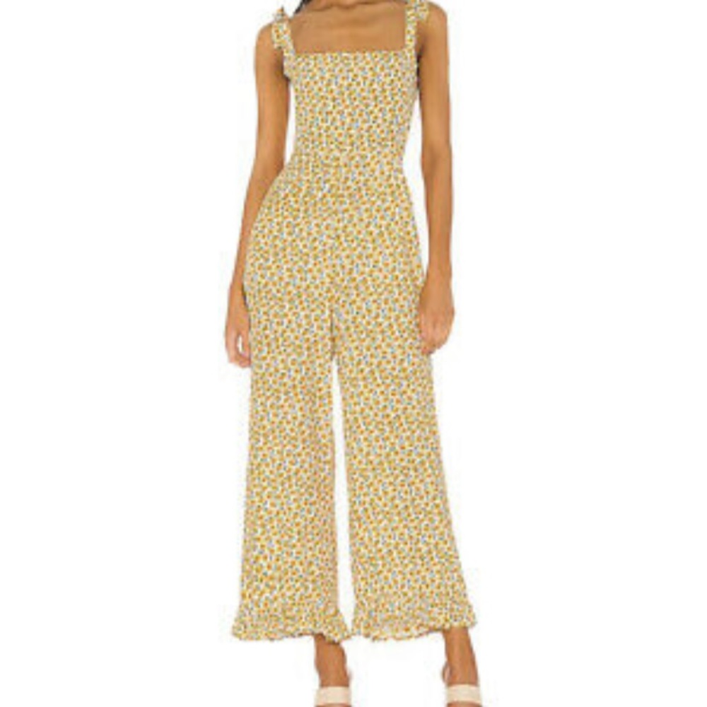 Faithful The Brand Floral Print Square Neckline Jumpsuit